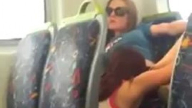 Real Aussie lesbians eating pussy on train