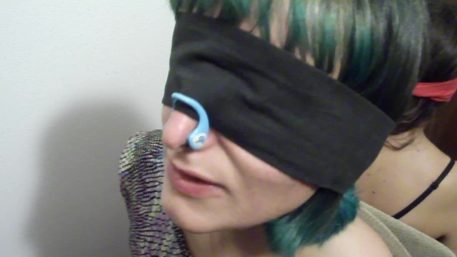 TWO BLINDFOLDED SLAVES WITH NOSE PLUGGED