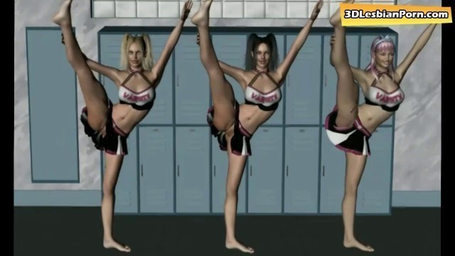 Lesbian cheerleaders have fun in locker room